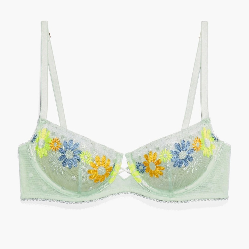 NWT SAVAGE X FENTY Free Spirit Floral Embroidered Unlined Balconette Bra